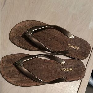 Michael Kors Brown Sandals with Metallic Straps size 8